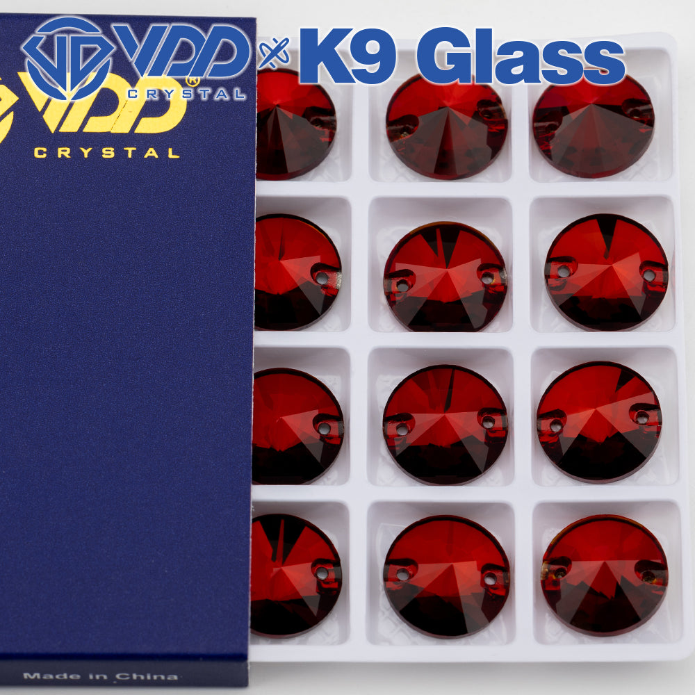 VDD Rivoli S110 Garnet Top Quality K9 Glass Sew on Rhinestones Crystal Flatback Sewing Strass Stones for Garment Wedding Dress