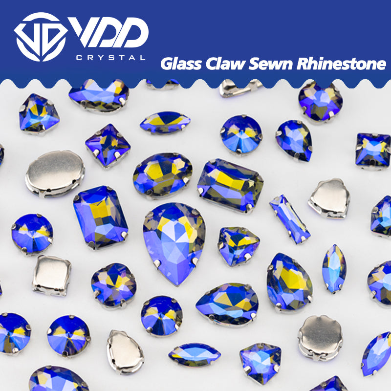 VDD Black Diamond AB Multi Shape Mix Size Glass Sew on Rhinestones Crystal Flatback Stones For DIY Shoes Accessories