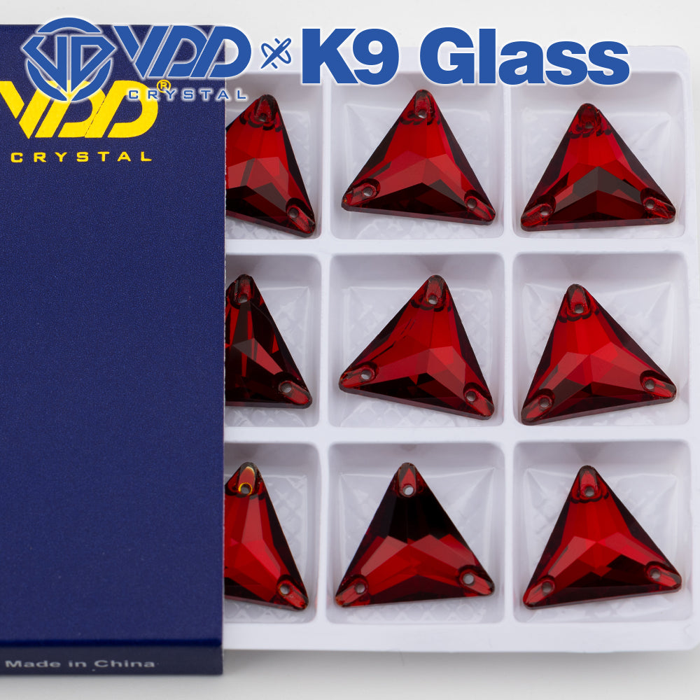 VDD S110 Garnet Triangle Top Quality K9 Glass Sew on Rhinestones Crystal Flatback Sewing Stones for Clothes Decorations