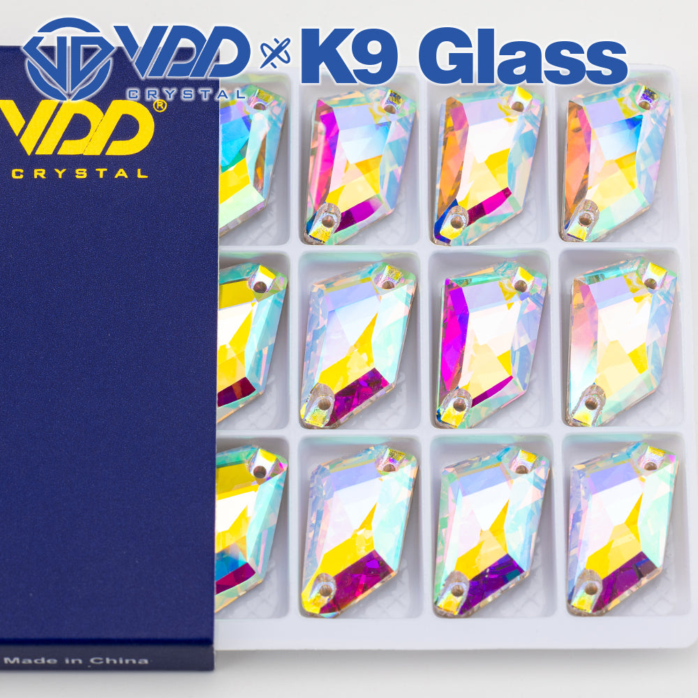 VDD Strange Rhombus Top Quality K9 Glass Sewing Crystal AB Flatback Sew on Rhinestones for Craft Clothes Accessories Dress