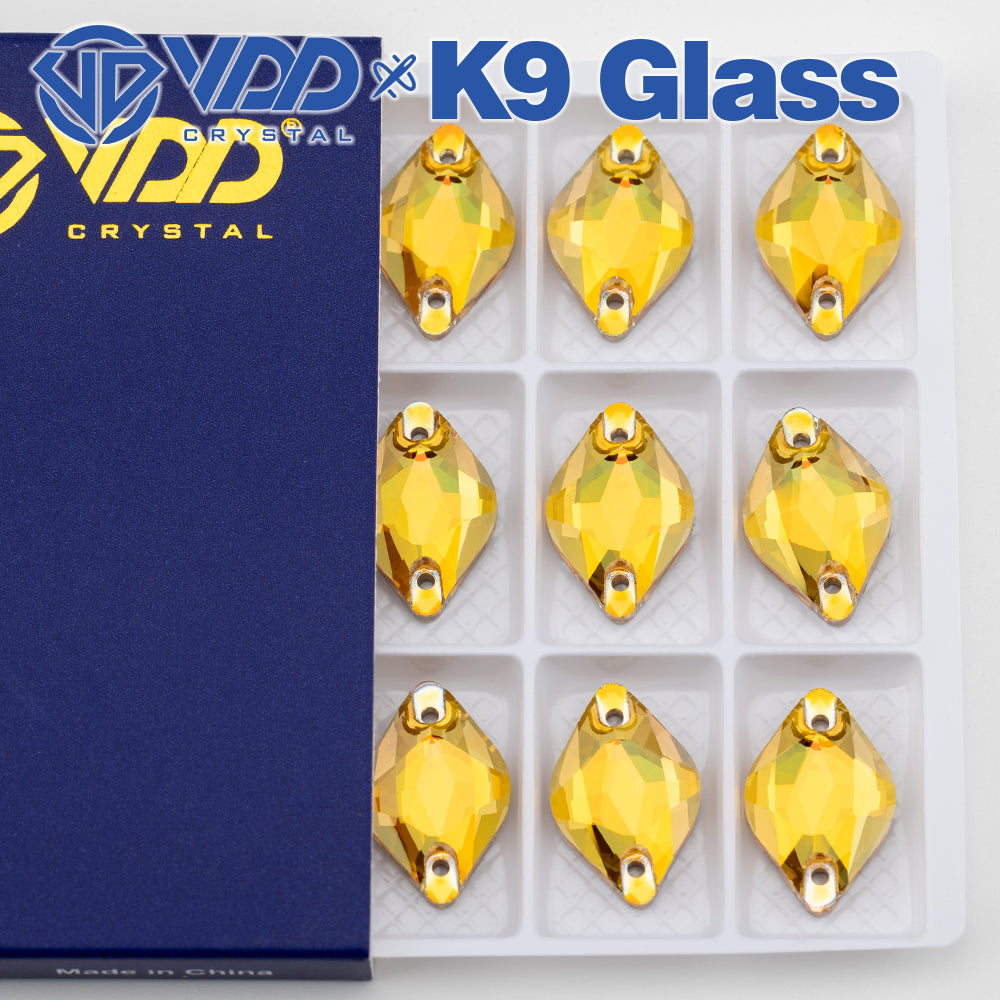 VDD S258 Sunshine Lemon Top Quality K9 Glass Sew on Rhinestones Crystal Flatback Sewing Stones for Clothes Decorations