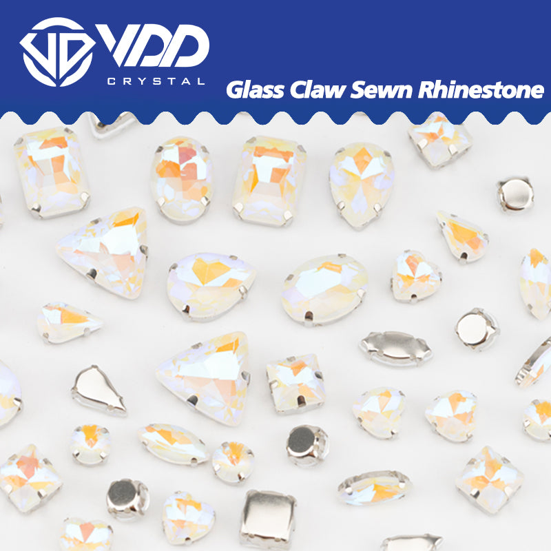 VDD Mocha White Multi Shape Mix Size Glass Sew on Rhinestones Crystal Flatback Stones For DIY Shoes Accessories