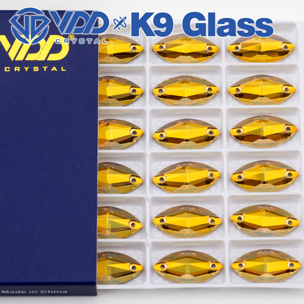 VDD S258 Sunshine Navette Top Quality K9 Glass Sew on Rhinestones Crystal Flatback Sewing Strass Stones for Garment Decorations