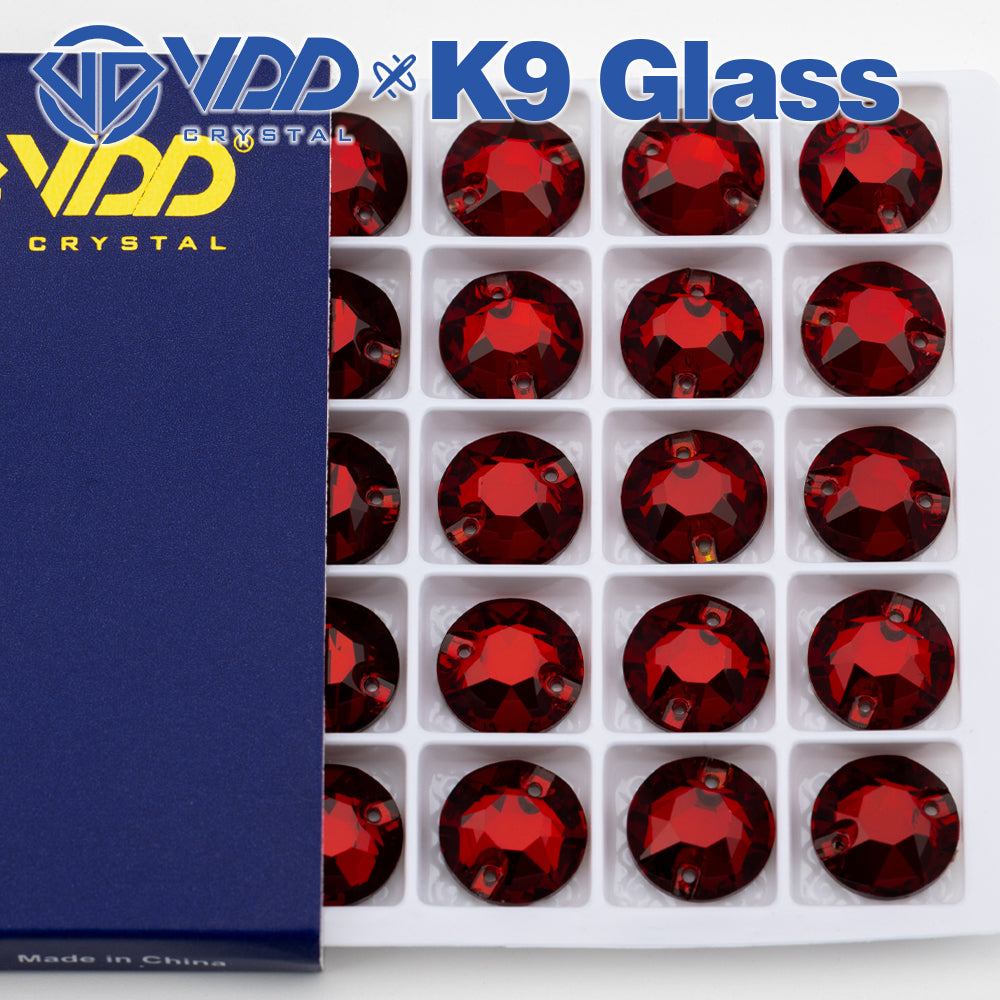 VDD S110 Garnet 8 Big 8 Small Top Quality K9 Glass Sew on Rhinestones Crystal Flatback Sewing Stones for Clothes Decorations