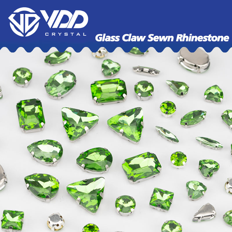 VDD Peridot Multi Shape Mix Size Glass Sew on Rhinestones Crystal Flatback Stones For DIY Shoes Accessories