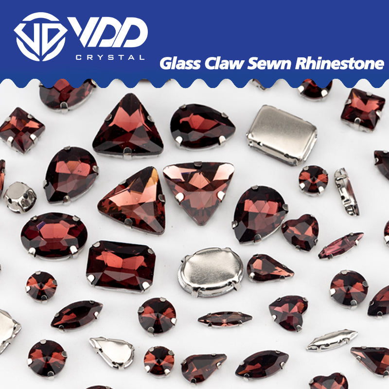 VDD Wine Red Multi Shape Mix Size Glass Sew on Rhinestones Crystal Flatback Stones For DIY Shoes Accessories