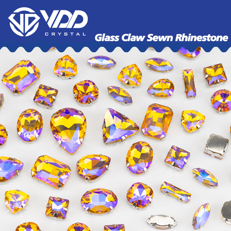 VDD Topaz AB Multi Shape Mix Size Glass Sew on Rhinestones Crystal Flatback Stones For DIY Shoes Accessories