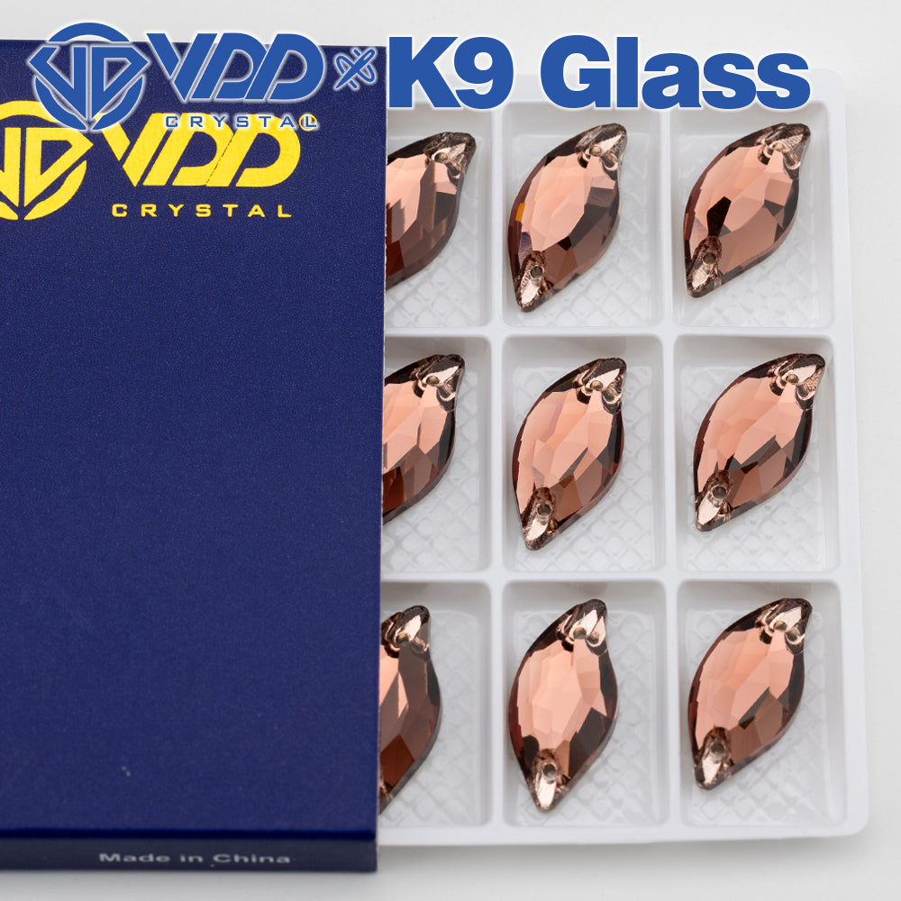 VDD S111 Wine Leaf Top Quality K9 Glass Sew on Rhinestones Crystal Flatback Sewing Stones for Clothes Decorations