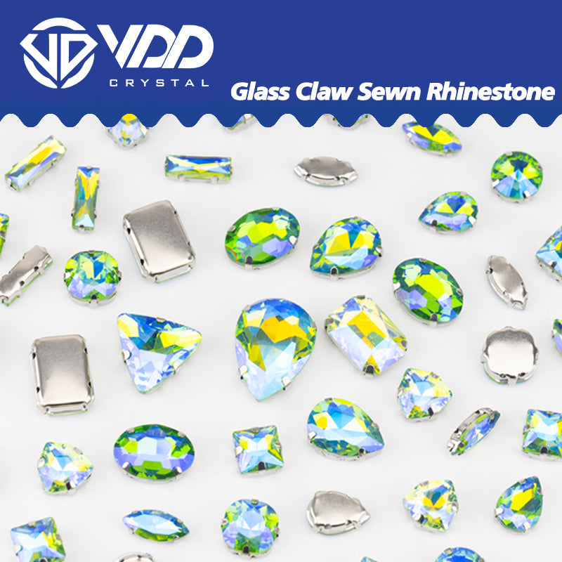 VDD Peridot AB Multi Shape Mix Size Glass Sew on Rhinestones Crystal Flatback Stones For DIY Shoes Accessories