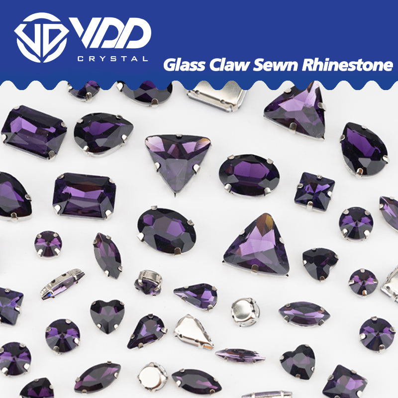 VDD Amethyst Multi Shape Mix Size Glass Sew on Rhinestones Crystal Flatback Stones For DIY Shoes Accessories
