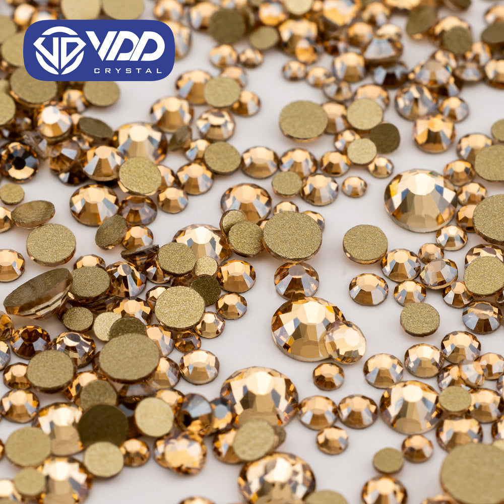 VDD 058 Golden Shadow Mix Size SS4-SS20 Clear Crystal Rhinestones Non-hotfix Gold Flatback Glitter Stones Nail Art Crafts DIY Decorations