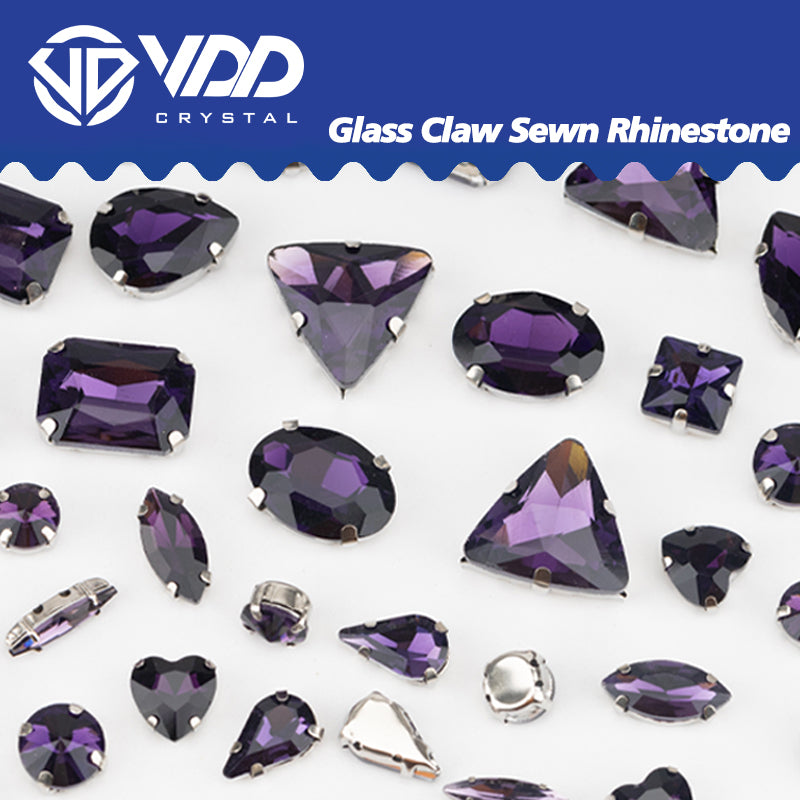 VDD Amethyst Multi Shape Mix Size Glass Sew on Rhinestones Crystal Flatback Stones For DIY Shoes Accessories