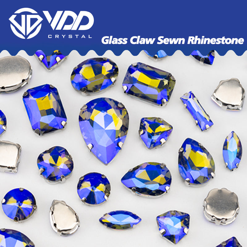 VDD Black Diamond AB Multi Shape Mix Size Glass Sew on Rhinestones Crystal Flatback Stones For DIY Shoes Accessories