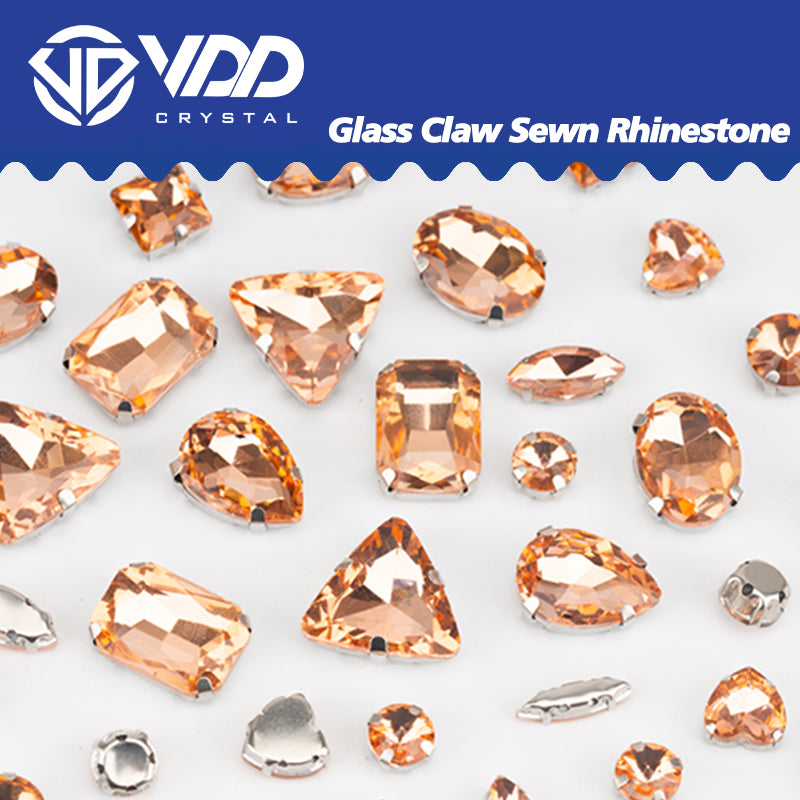 VDD Peach Multi Shape Mix Size Glass Sew on Rhinestones Crystal Flatback Stones For DIY Shoes Accessories