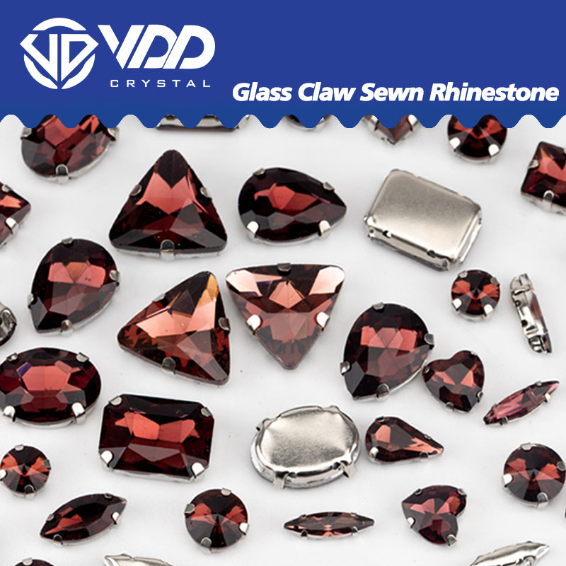 VDD Wine Red Multi Shape Mix Size Glass Sew on Rhinestones Crystal Flatback Stones For DIY Shoes Accessories