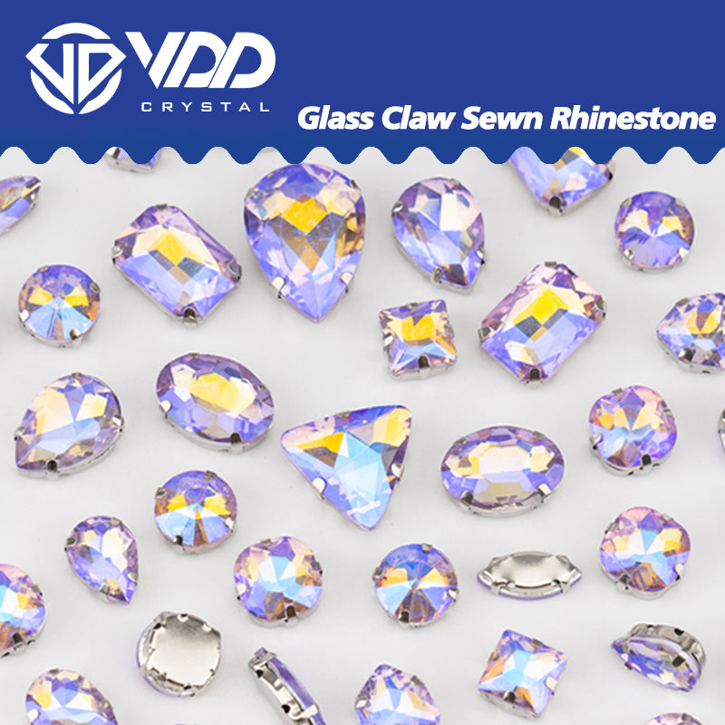 VDD Violet AB Multi Shape Mix Size Glass Sew on Rhinestones Crystal Flatback Stones For DIY Shoes Accessories