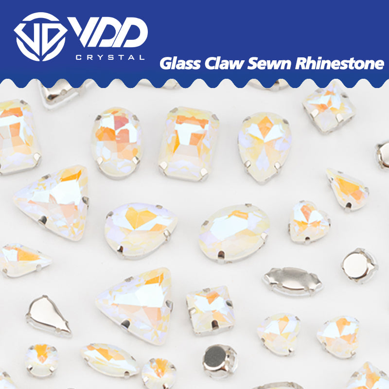 VDD Mocha White Multi Shape Mix Size Glass Sew on Rhinestones Crystal Flatback Stones For DIY Shoes Accessories