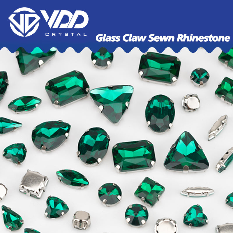 VDD Pore Green Multi Shape Mix Size Glass Sew on Rhinestones Crystal Flatback Stones For DIY Shoes Accessories