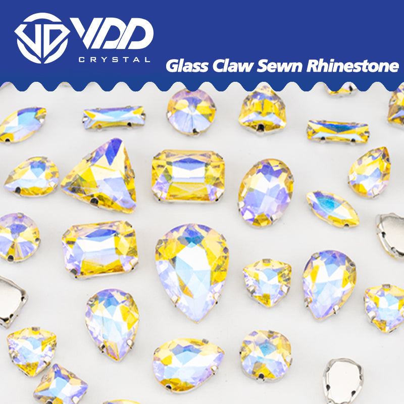 VDD Jonquil AB Multi Shape Mix Size Glass Sew on Rhinestones Crystal Flatback Stones For DIY Shoes Accessories