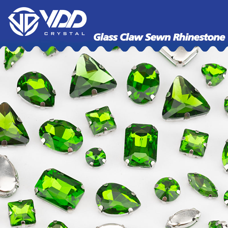 VDD Green Multi Shape Mix Size Glass Sew on Rhinestones Crystal Flatback Stones For DIY Shoes Accessories