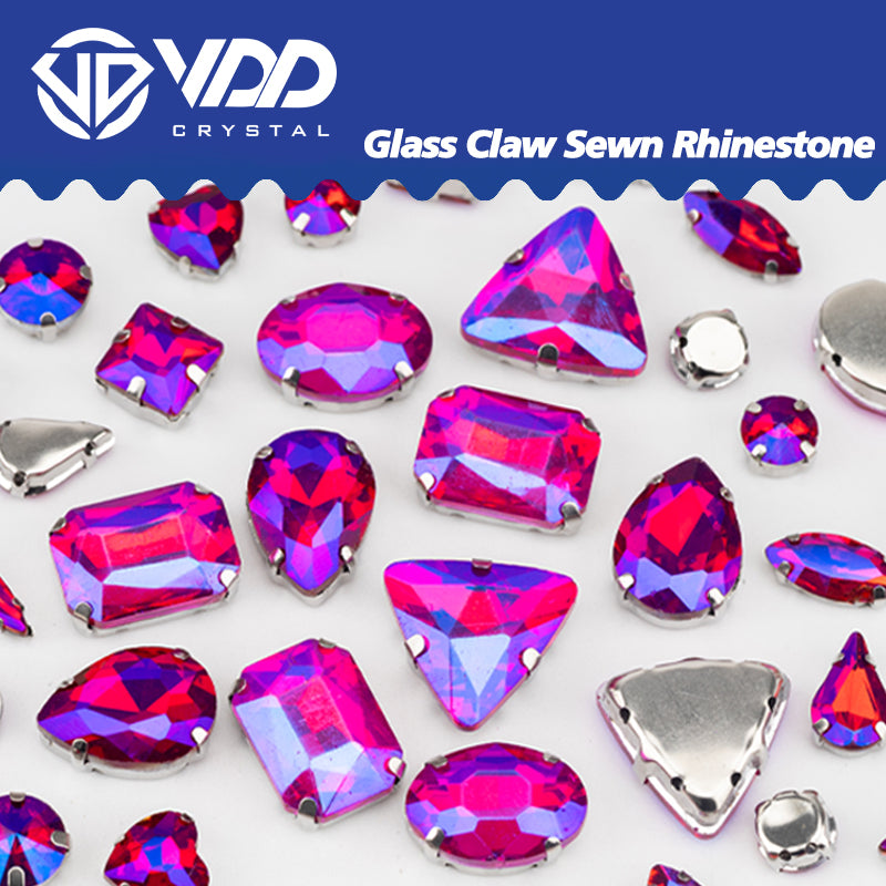 VDD Rose AB Multi Shape Mix Size Glass Sew on Rhinestones Crystal Flatback Stones For DIY Shoes Accessories