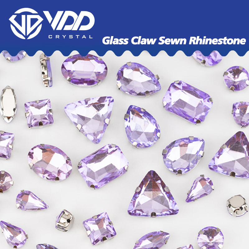 VDD Violet Multi Shape Mix Size Glass Sew on Rhinestones Crystal Flatback Stones For DIY Shoes Accessories