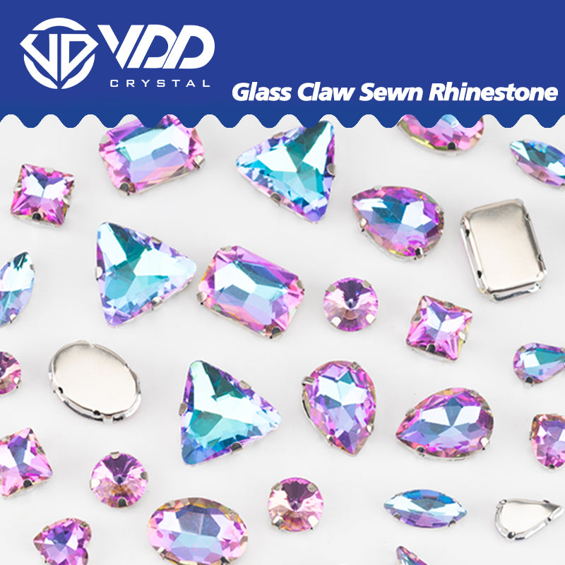 VDD Aurora Blue Multi Shape Mix Size Glass Sew on Rhinestones Crystal Flatback Stones For DIY Shoes Accessories