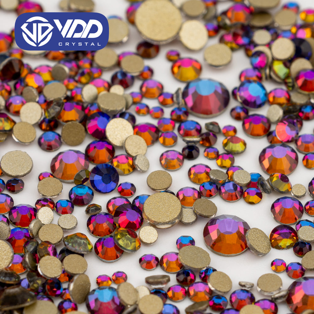 VDD 063 Blue Flare Mix Size SS4-SS20 Clear Crystal Rhinestones Non-hotfix Gold Flatback Glitter Stones Nail Art Crafts DIY Decorations