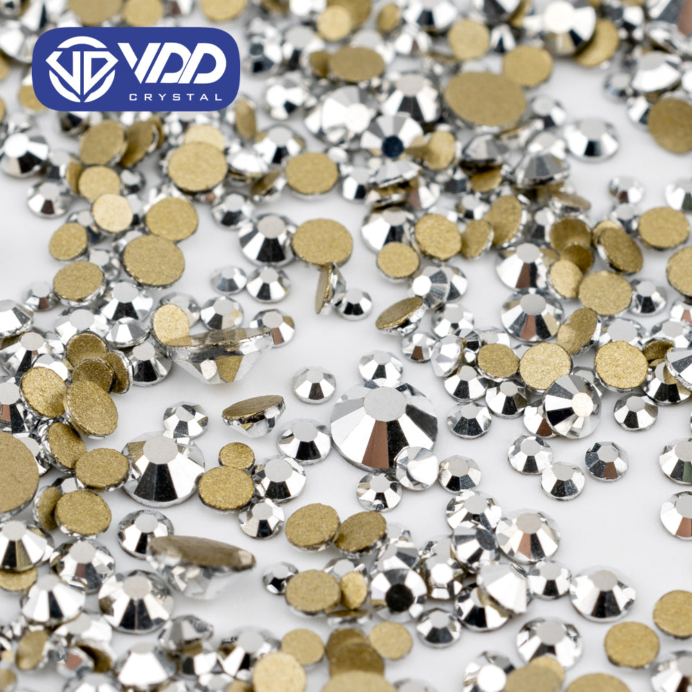 VDD 066 Labrador Mix Size SS4-SS20 Clear Crystal Rhinestones Non-hotfix Gold Flatback Glitter Stones Nail Art Crafts DIY Decorations