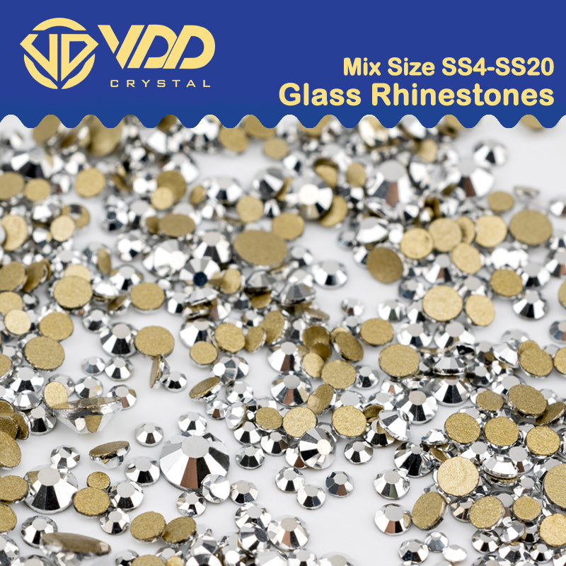 VDD 066 Labrador Mix Size SS4-SS20 Clear Crystal Rhinestones Non-hotfix Gold Flatback Glitter Stones Nail Art Crafts DIY Decorations