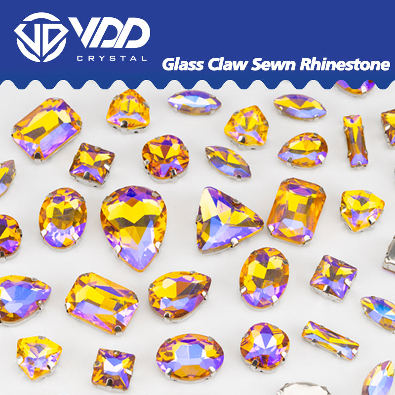 VDD Topaz AB Multi Shape Mix Size Glass Sew on Rhinestones Crystal Flatback Stones For DIY Shoes Accessories