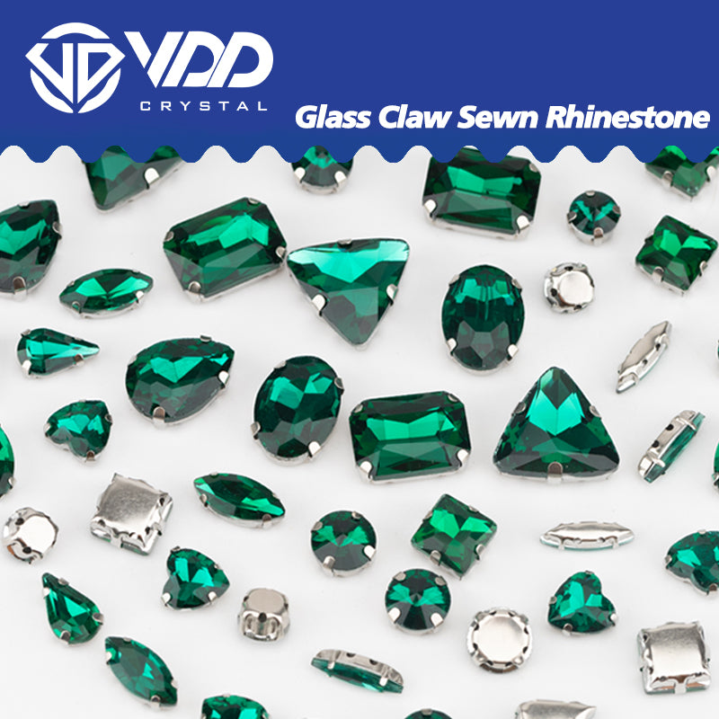 VDD Pore Green Multi Shape Mix Size Glass Sew on Rhinestones Crystal Flatback Stones For DIY Shoes Accessories
