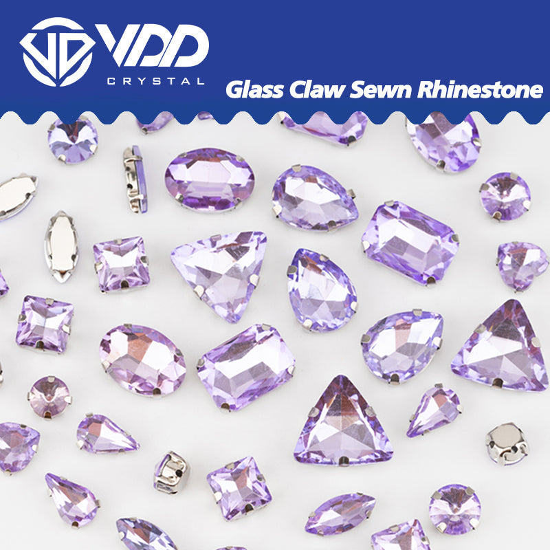 VDD Violet Multi Shape Mix Size Glass Sew on Rhinestones Crystal Flatback Stones For DIY Shoes Accessories