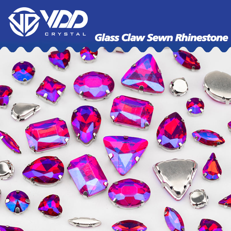VDD Rose AB Multi Shape Mix Size Glass Sew on Rhinestones Crystal Flatback Stones For DIY Shoes Accessories