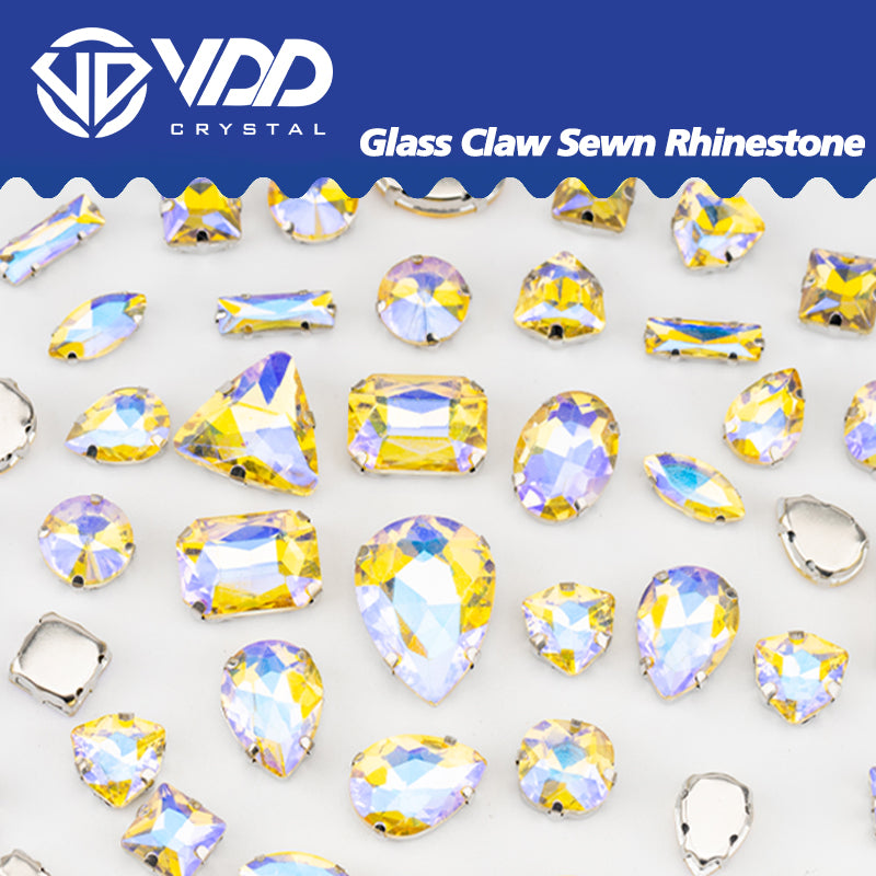 VDD Jonquil AB Multi Shape Mix Size Glass Sew on Rhinestones Crystal Flatback Stones For DIY Shoes Accessories