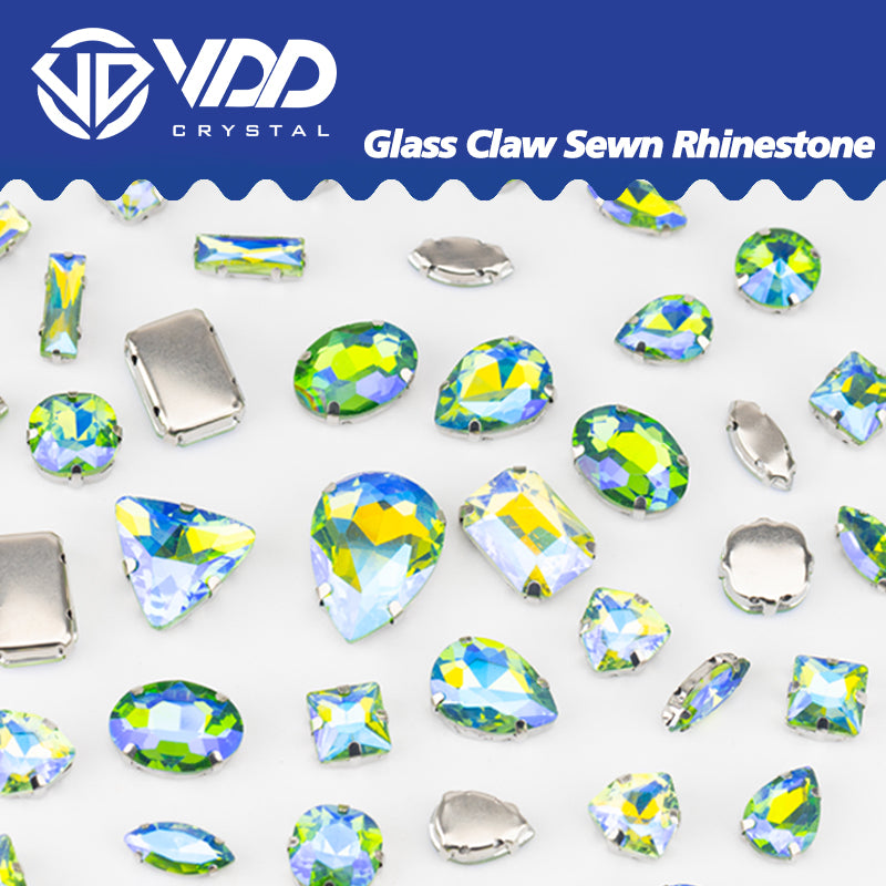 VDD Peridot AB Multi Shape Mix Size Glass Sew on Rhinestones Crystal Flatback Stones For DIY Shoes Accessories