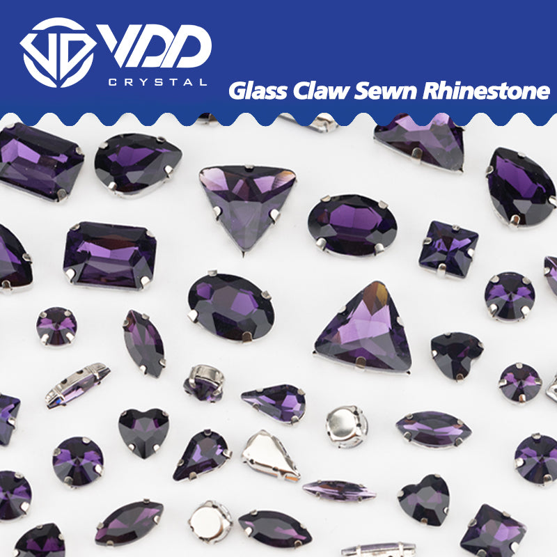 VDD Amethyst Multi Shape Mix Size Glass Sew on Rhinestones Crystal Flatback Stones For DIY Shoes Accessories