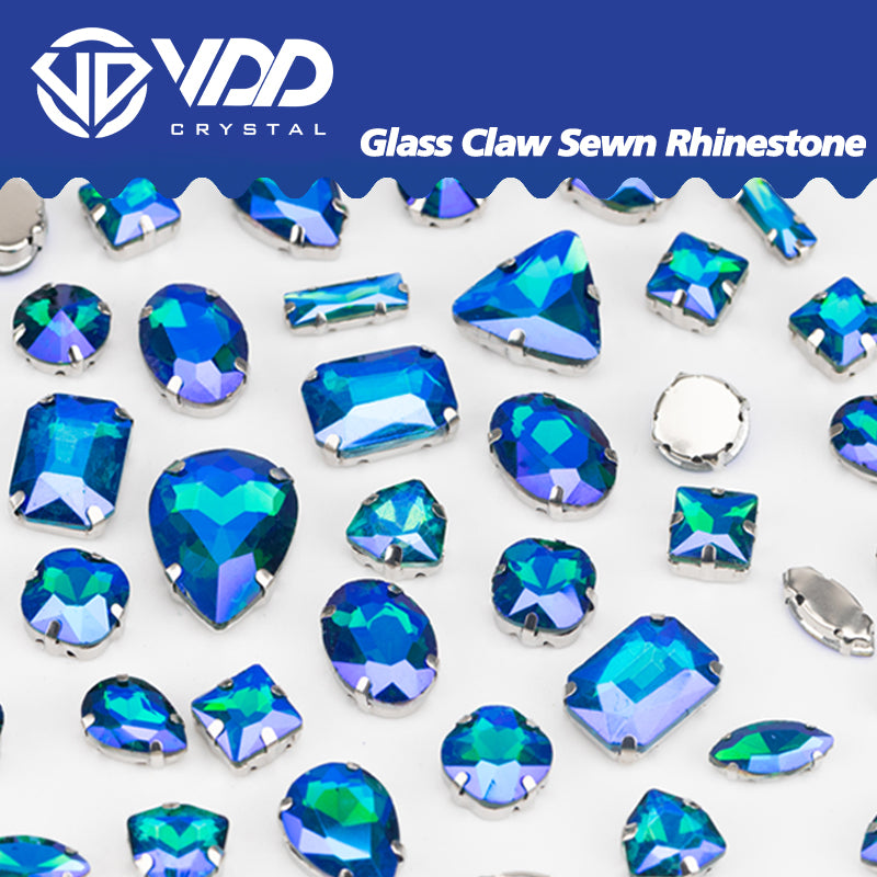 VDD Emerald AB Multi Shape Mix Size Glass Sew on Rhinestones Crystal Flatback Stones For DIY Shoes Accessories