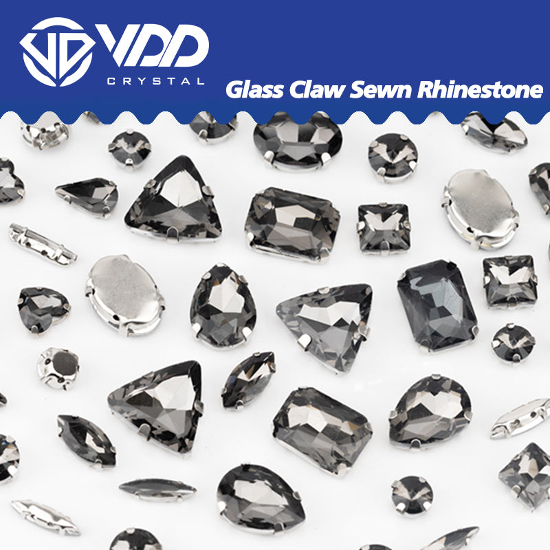 VDD Black Diamond Multi Shape Mix Size Glass Sew on Rhinestones Crystal Flatback Stones For DIY Shoes Accessories