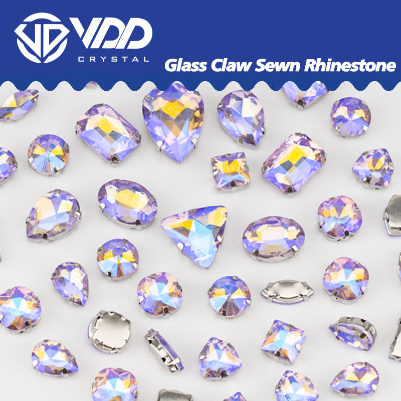 VDD Violet AB Multi Shape Mix Size Glass Sew on Rhinestones Crystal Flatback Stones For DIY Shoes Accessories