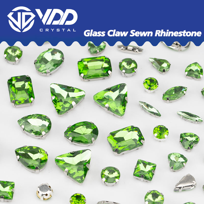 VDD Peridot Multi Shape Mix Size Glass Sew on Rhinestones Crystal Flatback Stones For DIY Shoes Accessories