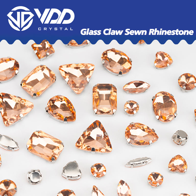 VDD Peach Multi Shape Mix Size Glass Sew on Rhinestones Crystal Flatback Stones For DIY Shoes Accessories