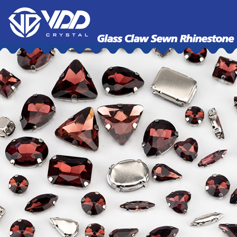 VDD Wine Red Multi Shape Mix Size Glass Sew on Rhinestones Crystal Flatback Stones For DIY Shoes Accessories