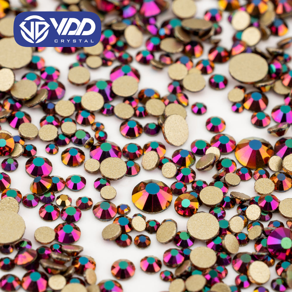 VDD 070 Magic Rose Mix Size SS4-SS20 Clear Crystal Rhinestones Non-hotfix Gold Flatback Glitter Stones Nail Art Crafts DIY Decorations
