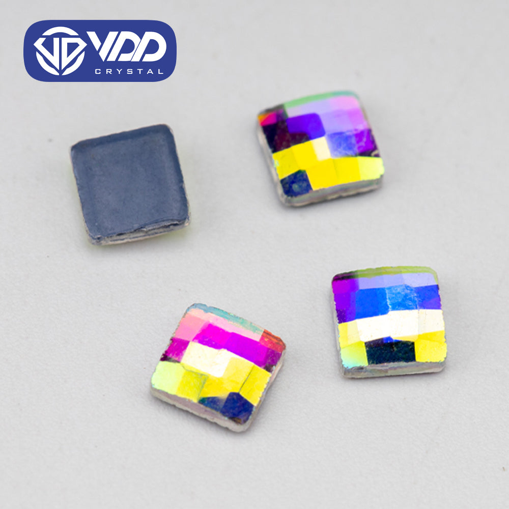VDD 1102 - 4x4mm Wholesale 1440Pcs Rectangle Glass Rhinestones Crystal AB Flatback HotFix Strass Shape 3D Stones For Nail Art DIY Decorations