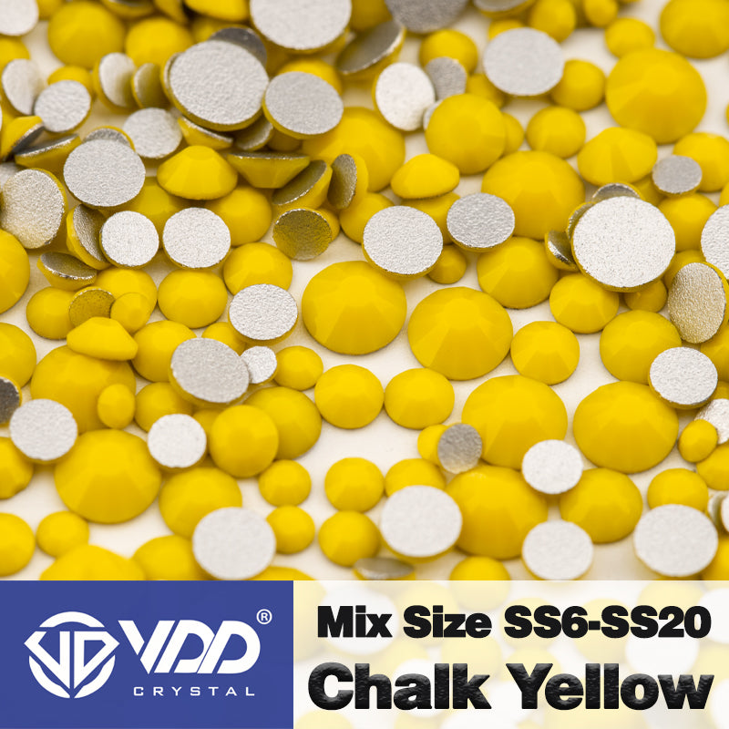 VDD 049 Chalk Yellow Mix Size SS6-SS20 High Quality Glass Rhinestones Crystal Flatback Glitter Stones Nail Art DIY Crafts Decorations