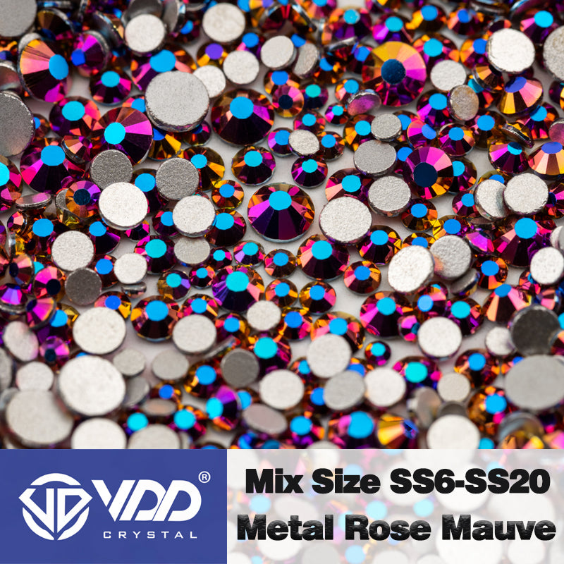VDD 173 Metal Rose Mauve Wholesale Mix Size SS6-SS20 High Quality Glass Rhinestone Crystal Flatback Stones DIY Crafts Nail Art Decoration