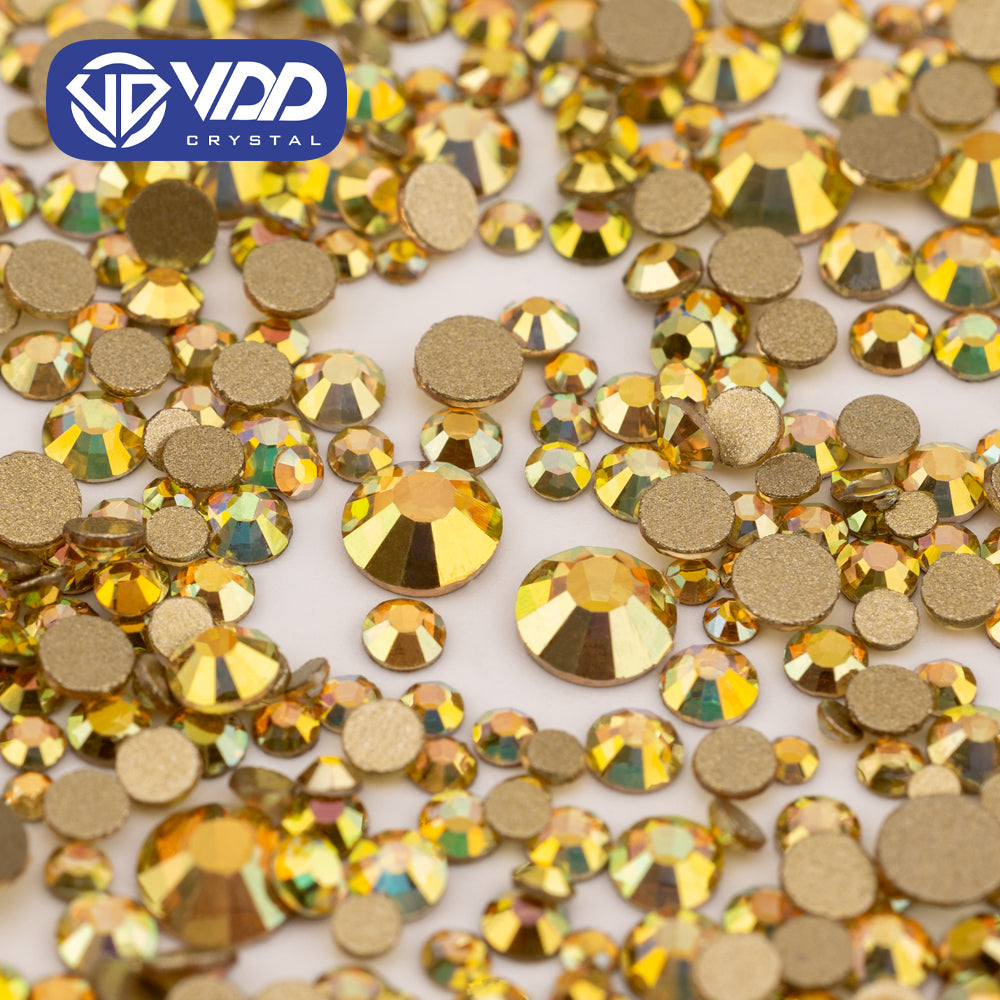 VDD 125 Sun Shine Mix Size SS4-SS20 Clear Crystal Rhinestones Non-hotfix Gold Flatback Glitter Stones Nail Art Crafts DIY Decorations