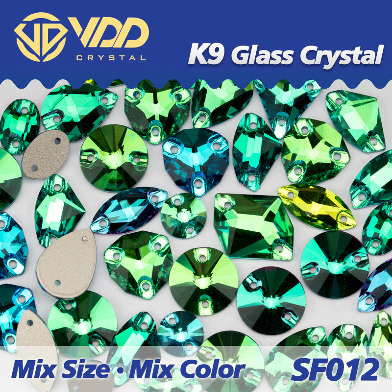 VDD SF012 20/50Pcs Mix Size AAAAA K9 Glass Sew On Rhinestones Sewing Crystal AB Flat Back Stones For Clothes Accessories Wedding Dress