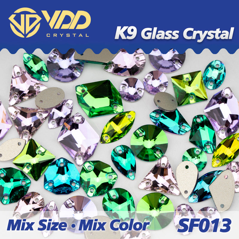 VDD SF013 20/50Pcs Mix Size AAAAA K9 Glass Sew On Rhinestones Sewing Crystal AB Flat Back Stones For Clothes Accessories Wedding Dress